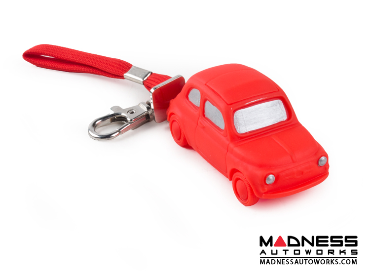 Keychain - Classic Fiat 500 - Red Rubber